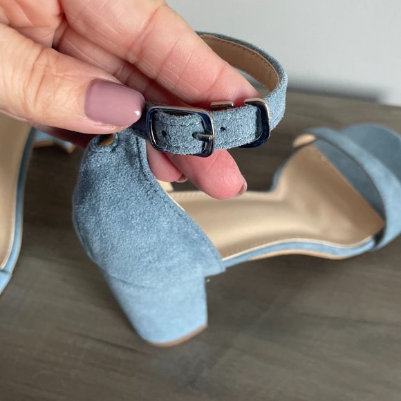 Blue Chunky Heel Sandals - Picture 2 of 4